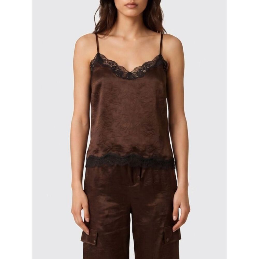 Twinset Women Slim Fit Satin Evening Top Twinset With V-Neck And Lace Inserts